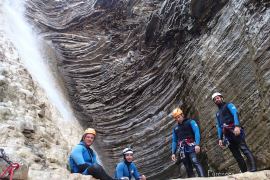  Au pied du premier grand rappel du canyon d'Os Locas - canyoning Pyrénées - Espagne